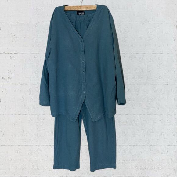 VTG 80’s Eileen Fisher Linen Blend Set Laganlook Oversized Minimalist Size S/M - Picture 2 of 16